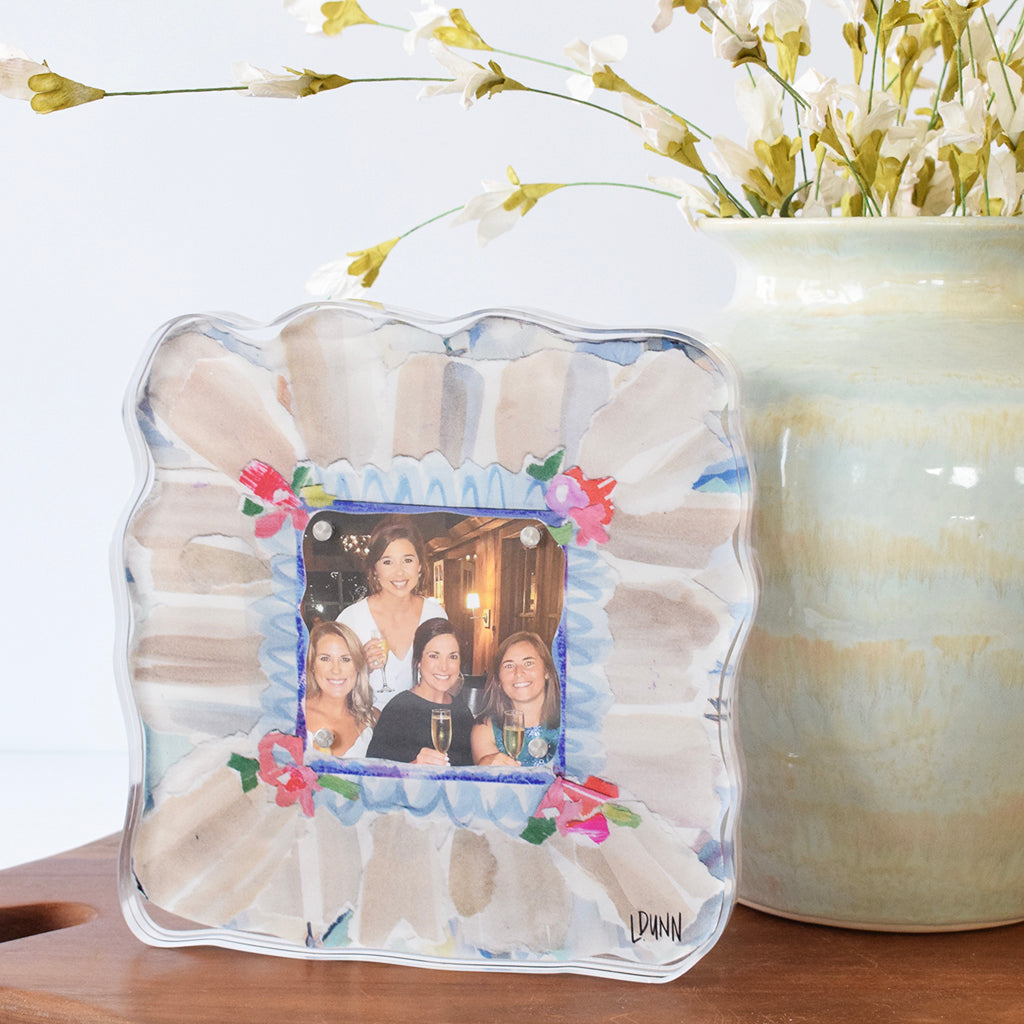 Linen & Floral Acrylic Frame - TheMississippiGiftCompany.com