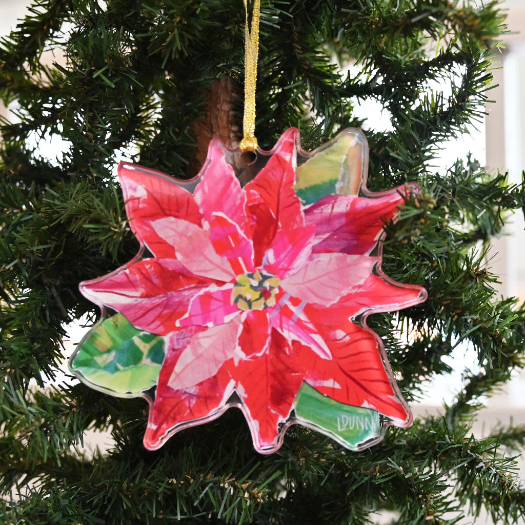 Poinsettia Acrylic Ornament - TheMississippiGiftCompany.com