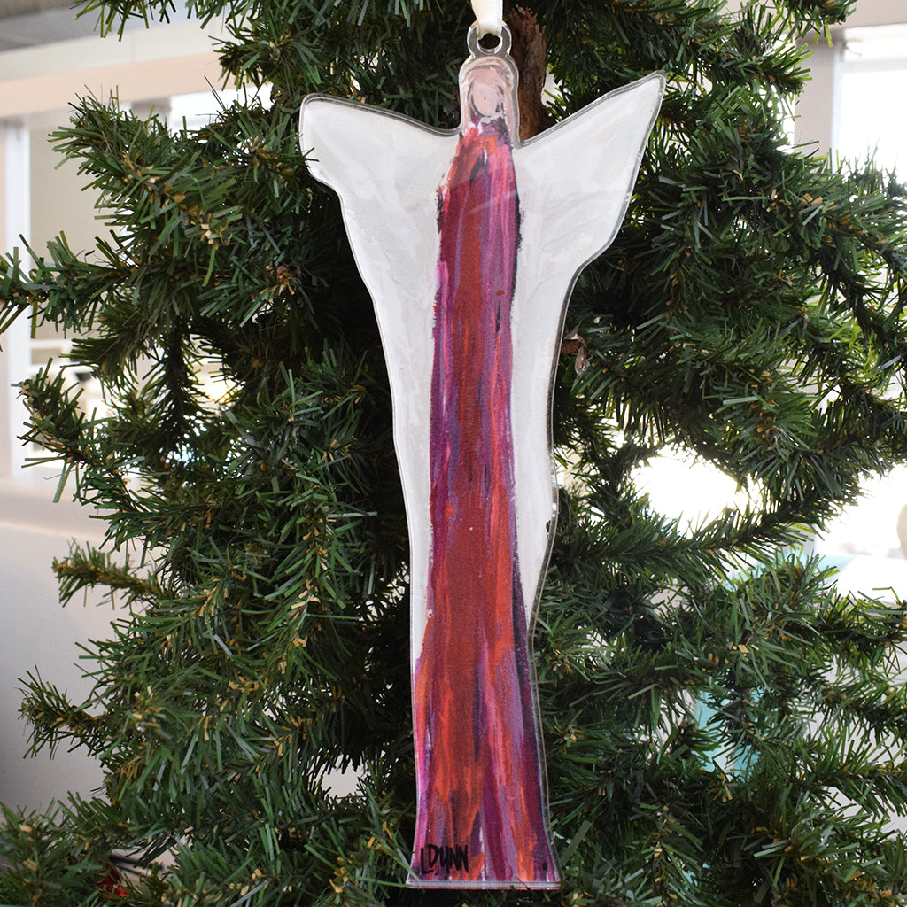 Red "Hallelujah" Acrylic Angel Ornament - TheMississippiGiftCompany.com