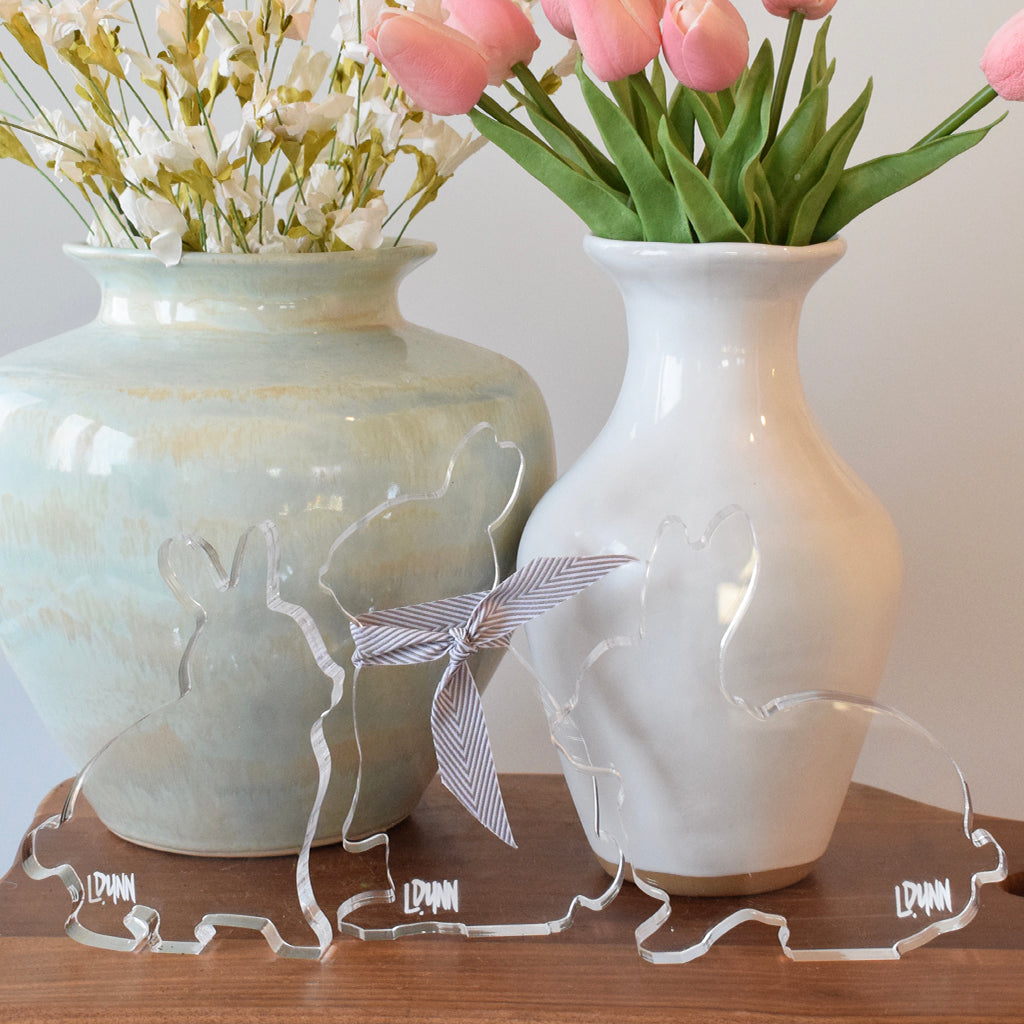 Set of 3 Clear Bunnies Acrylic Blocks - TheMississippiGiftCompany.com