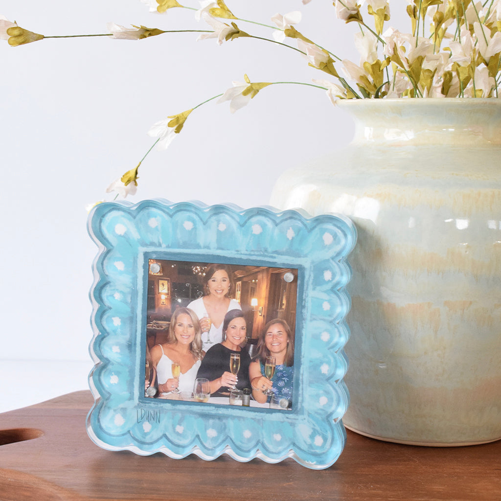 Teal Scalloped Acrylic Frame - TheMississippiGiftCompany.com
