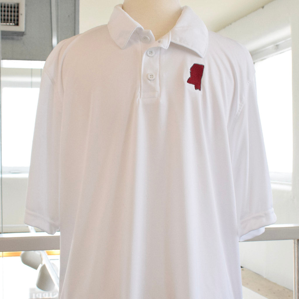 MS Silhouette Performance Collared Shirt-Maroon - TheMississippiGiftCompany.com