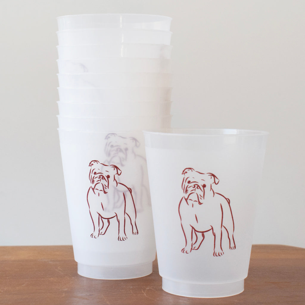 Bulldog Outline Frosted Cups - TheMississippiGiftCompany.com