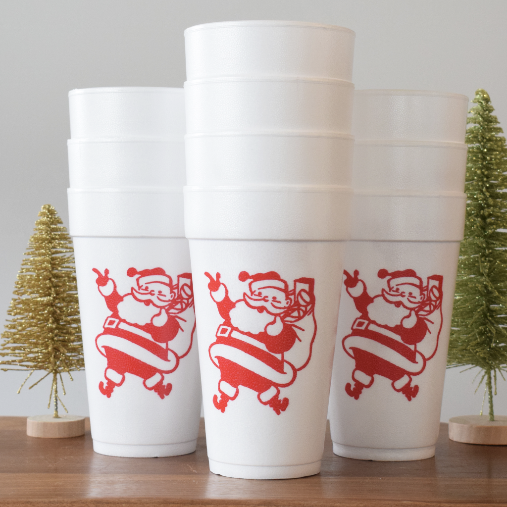 Retro Santa Foam Cups - TheMississippiGiftCompany.com