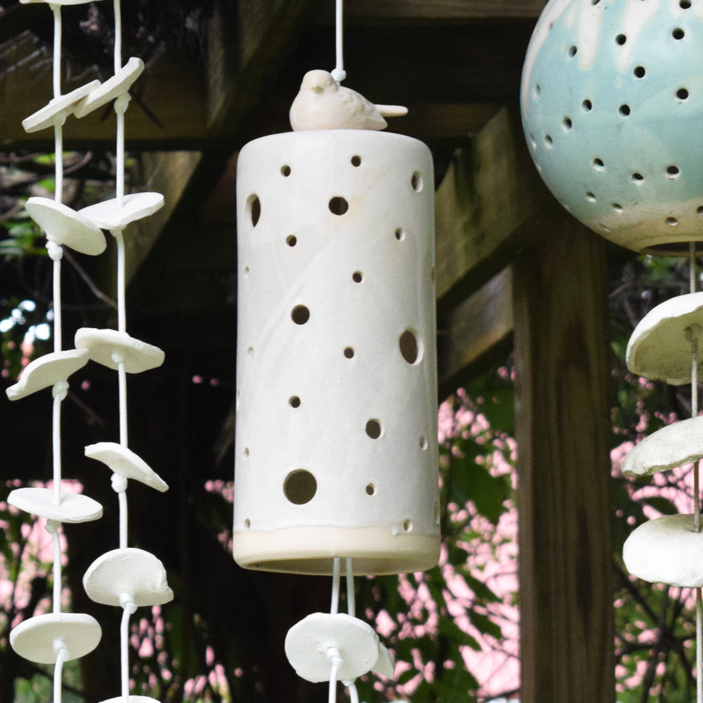 Poor House Cylinder Wind Chimes- Bird with 10 Small Disc - TheMississippiGiftCompany.com