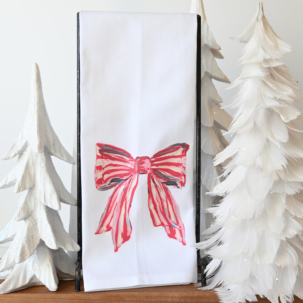 RB Christmas Bow Hand Towel - TheMississippiGiftCompany.com