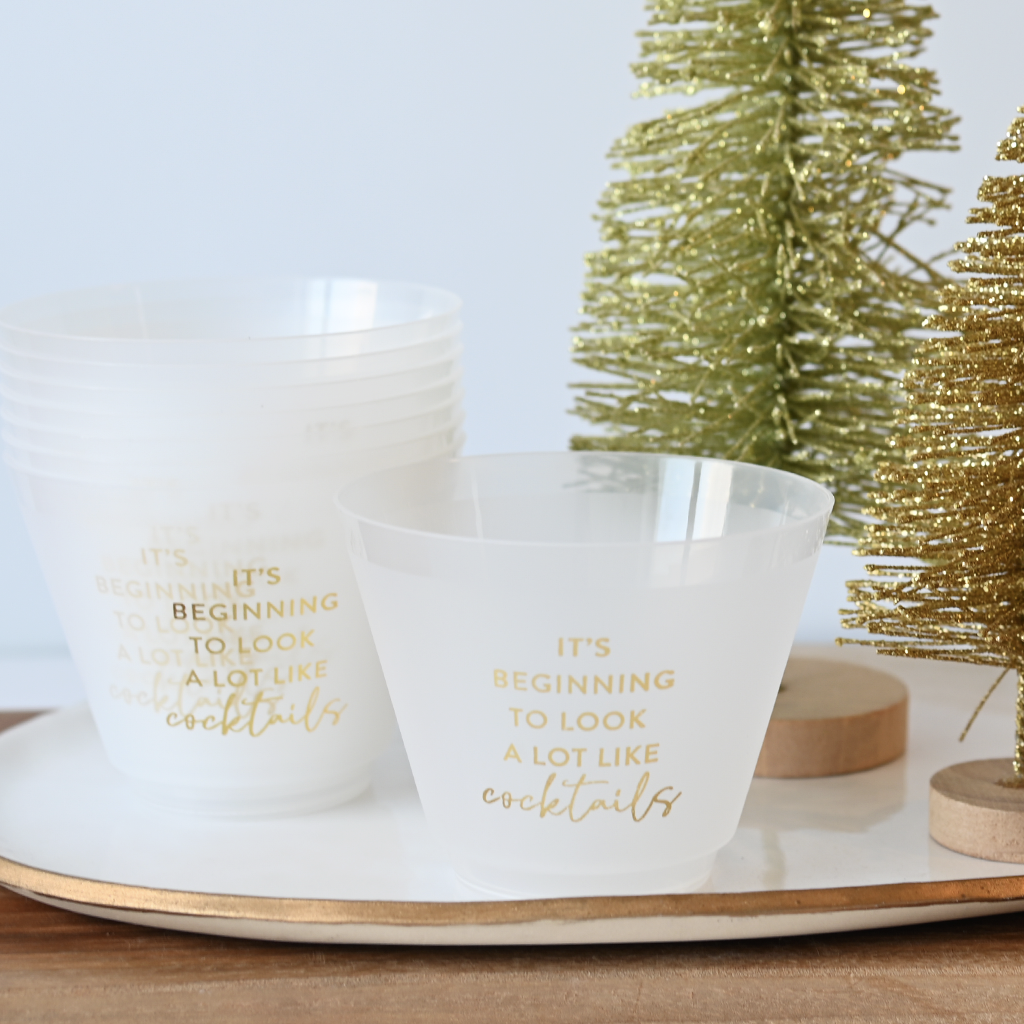 Beginning to Look Frosted Wine Cups - TheMississippiGiftCompany.com