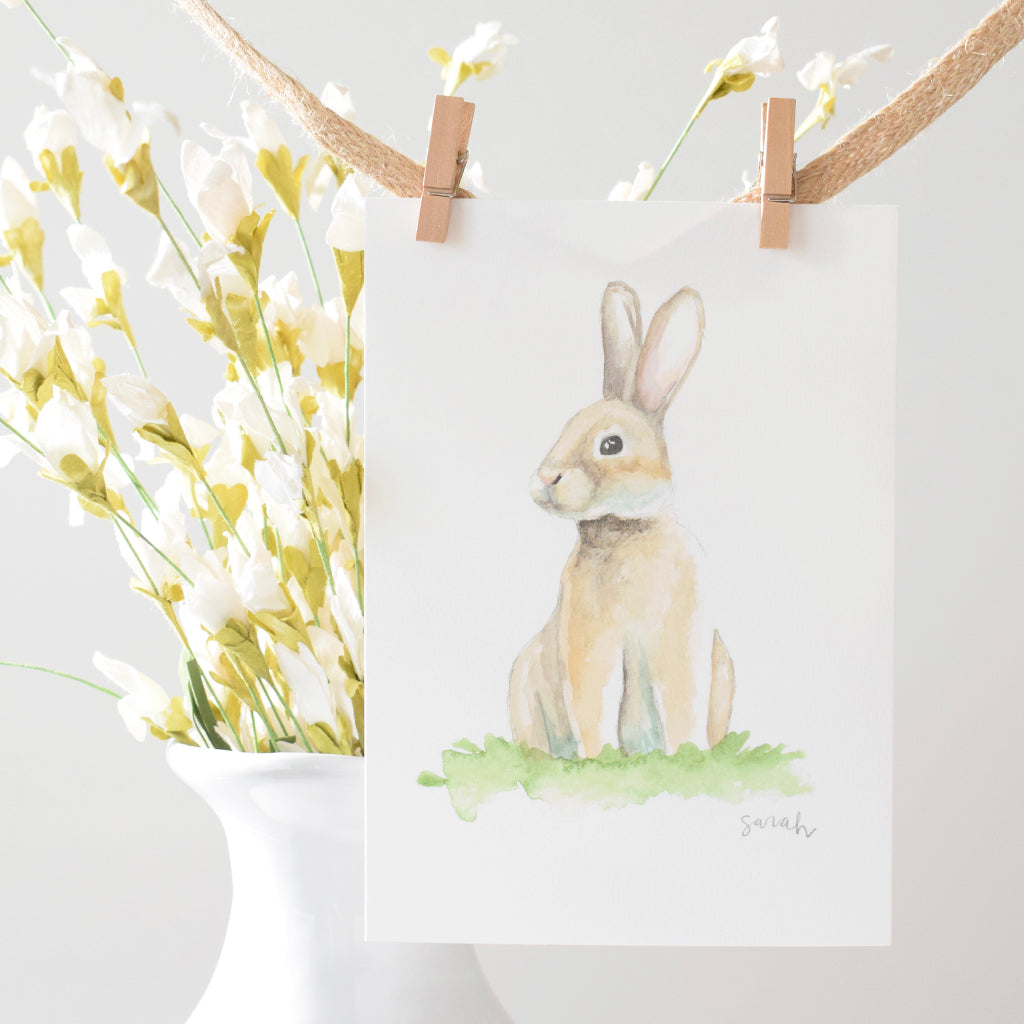 Sarah McCullen Watercolor Print- Brown Rabbit - TheMississippiGiftCompany.com