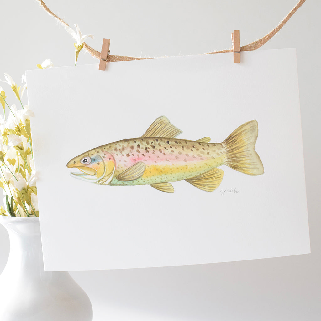Sarah McCullen Original Watercolor Print-Brown Trout - TheMississippiGiftCompany.com