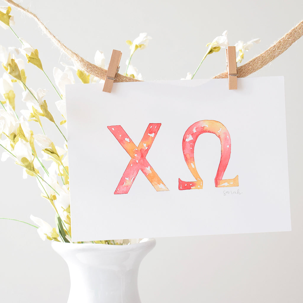 Sarah McCullen Watercolor Print- Chi Omega - TheMississippiGiftCompany.com