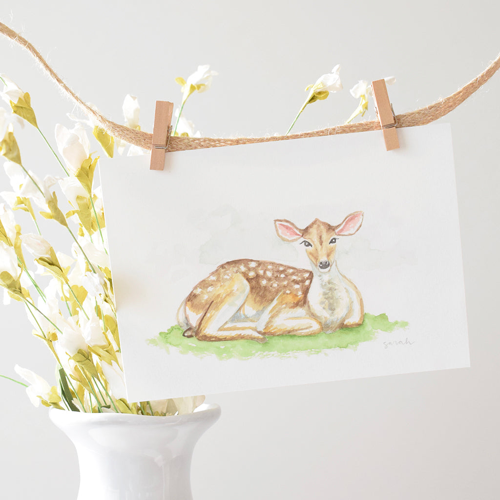 Sarah McCullen Watercolor Print- Fawn - TheMississippiGiftCompany.com