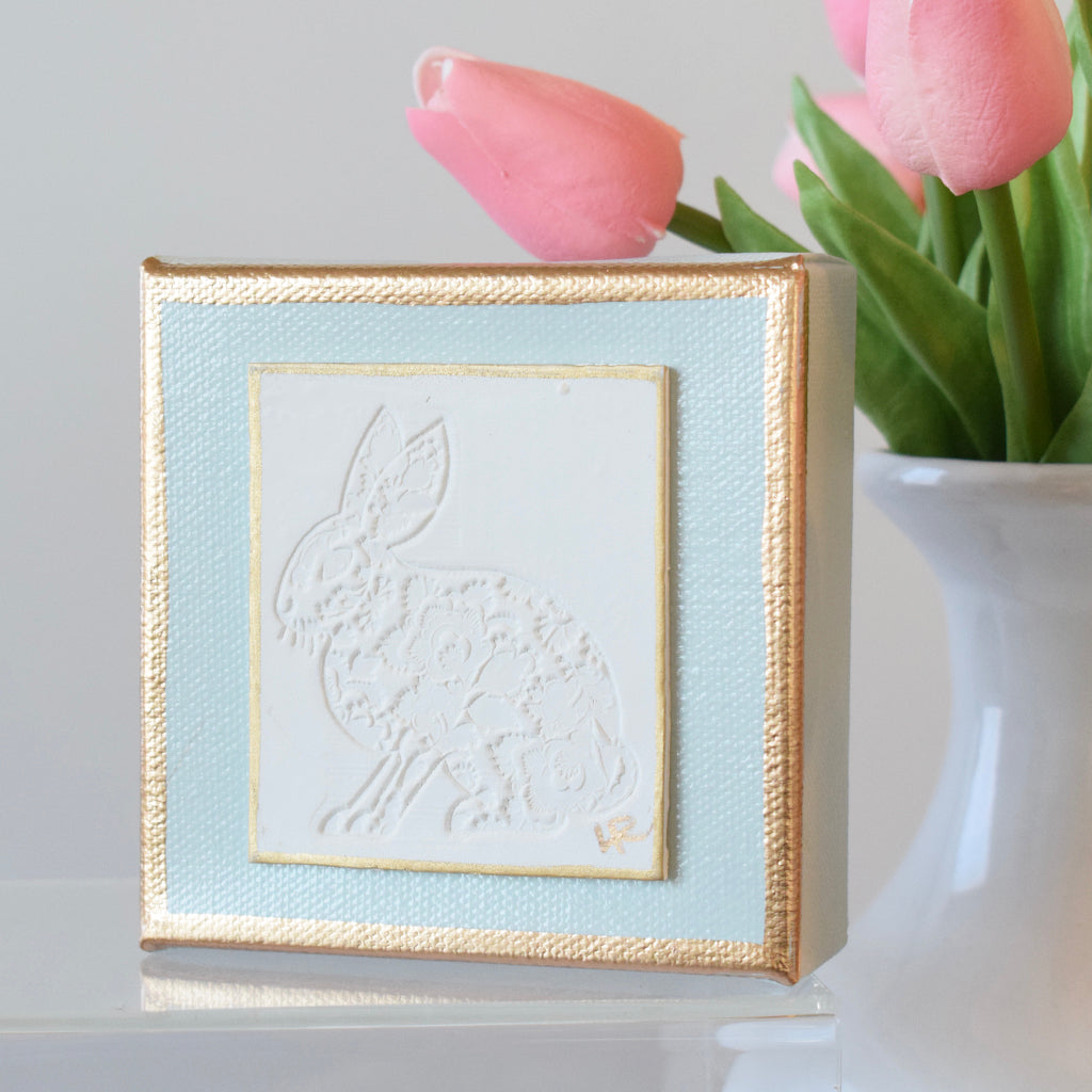 4"x4" Canvas Bunny Blue - TheMississippiGiftCompany.com