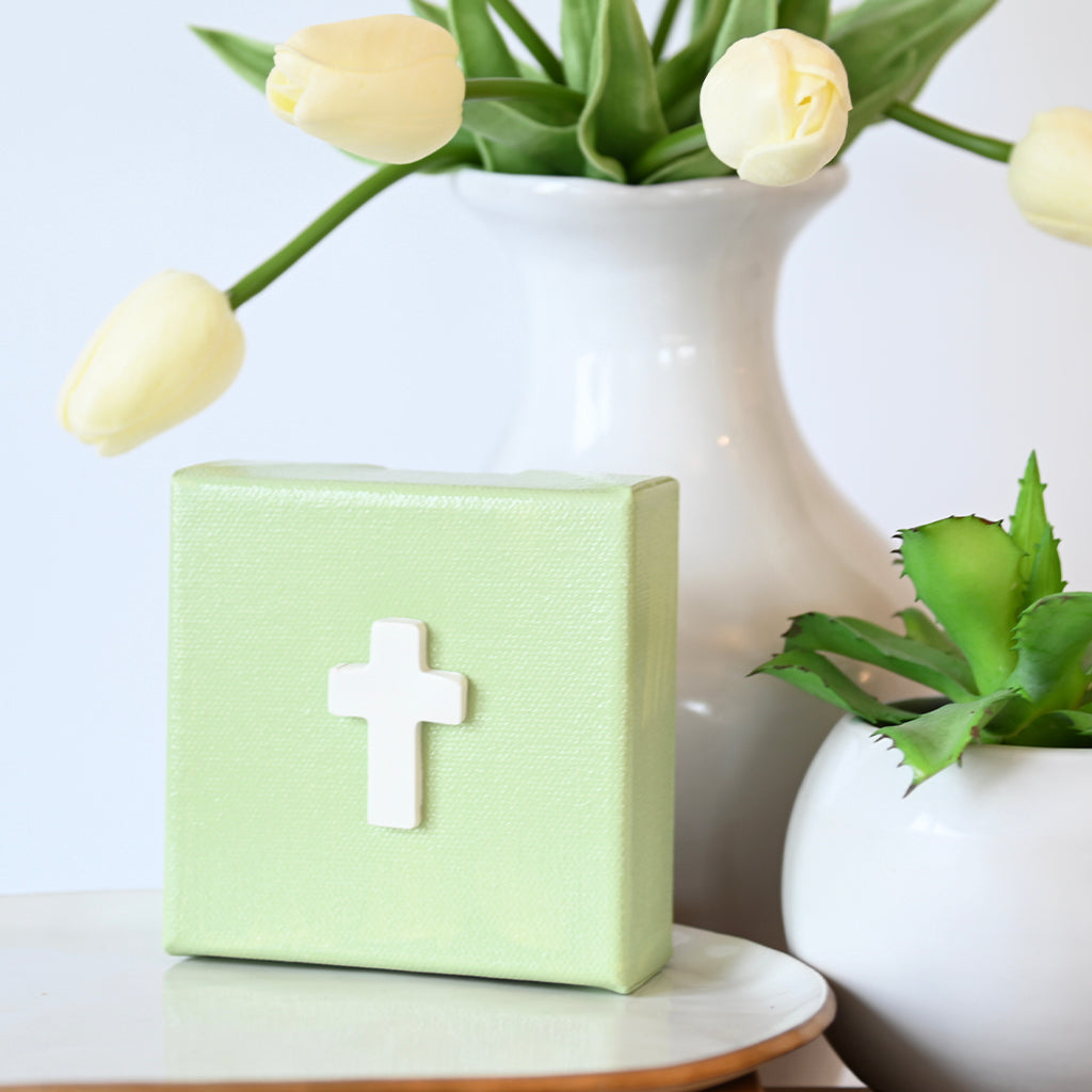 4"x4" Clay Cross Canvas Green - TheMississippiGiftCompany.com