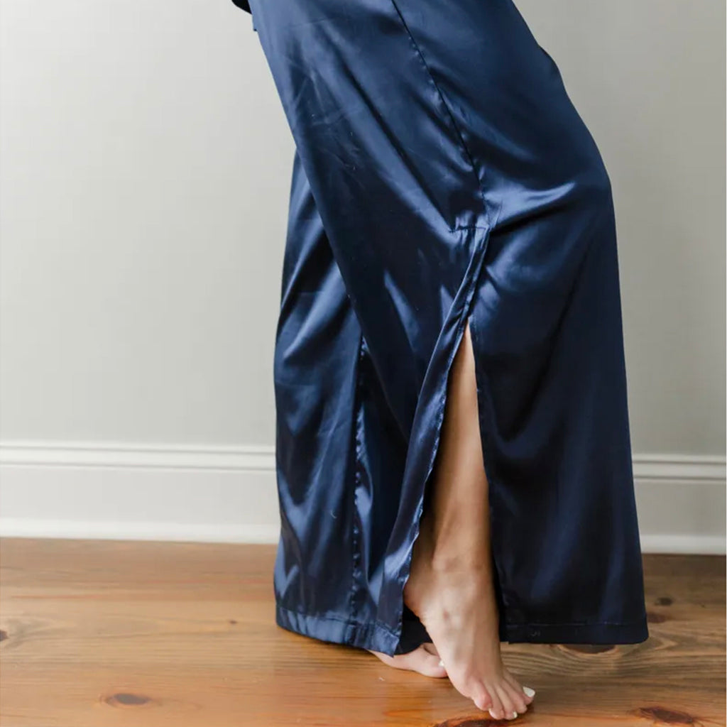 Navy Satin Everly Pant - TheMississippiGiftCompany.com