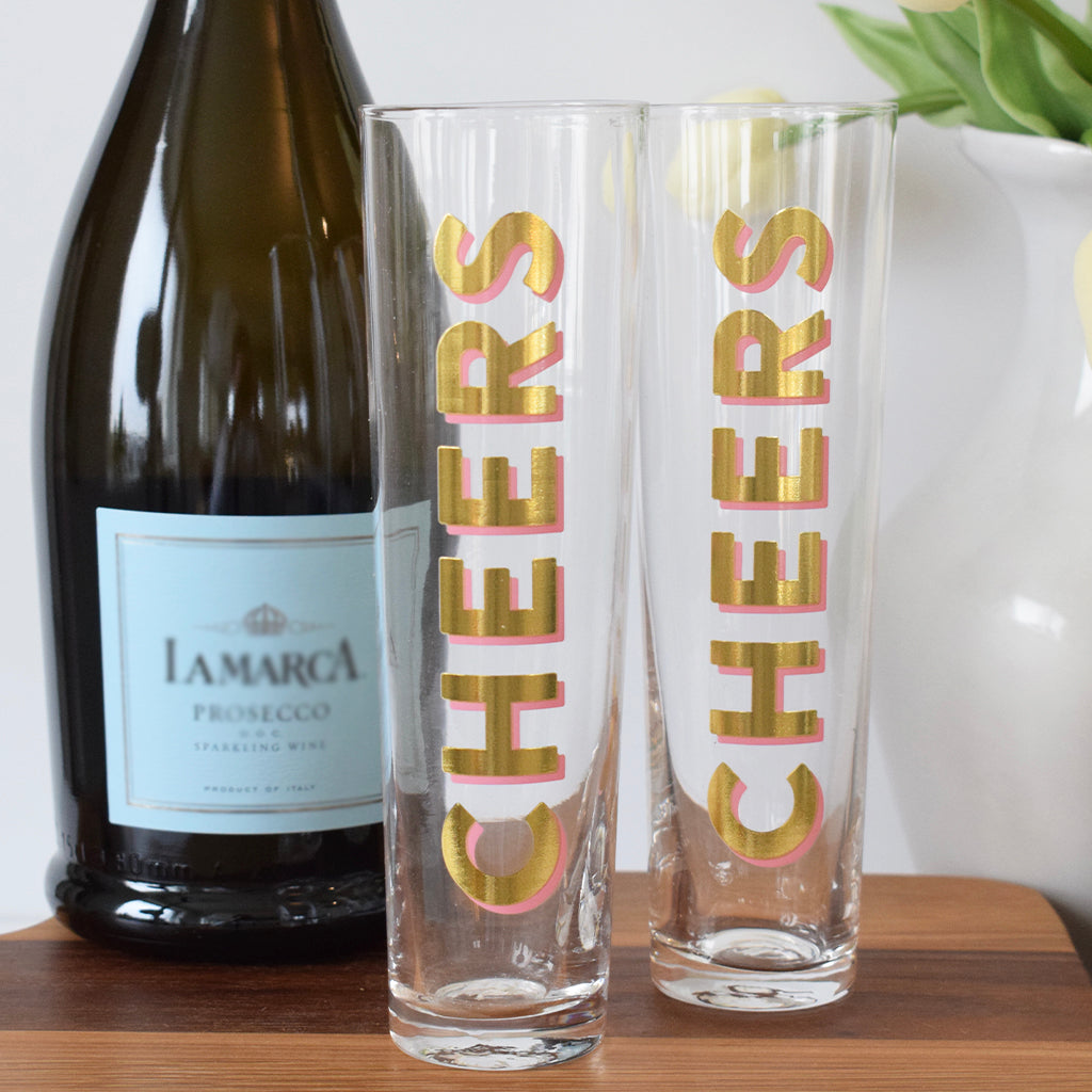 Cheers Flat Champagne Glass - TheMississippiGiftCompany.com