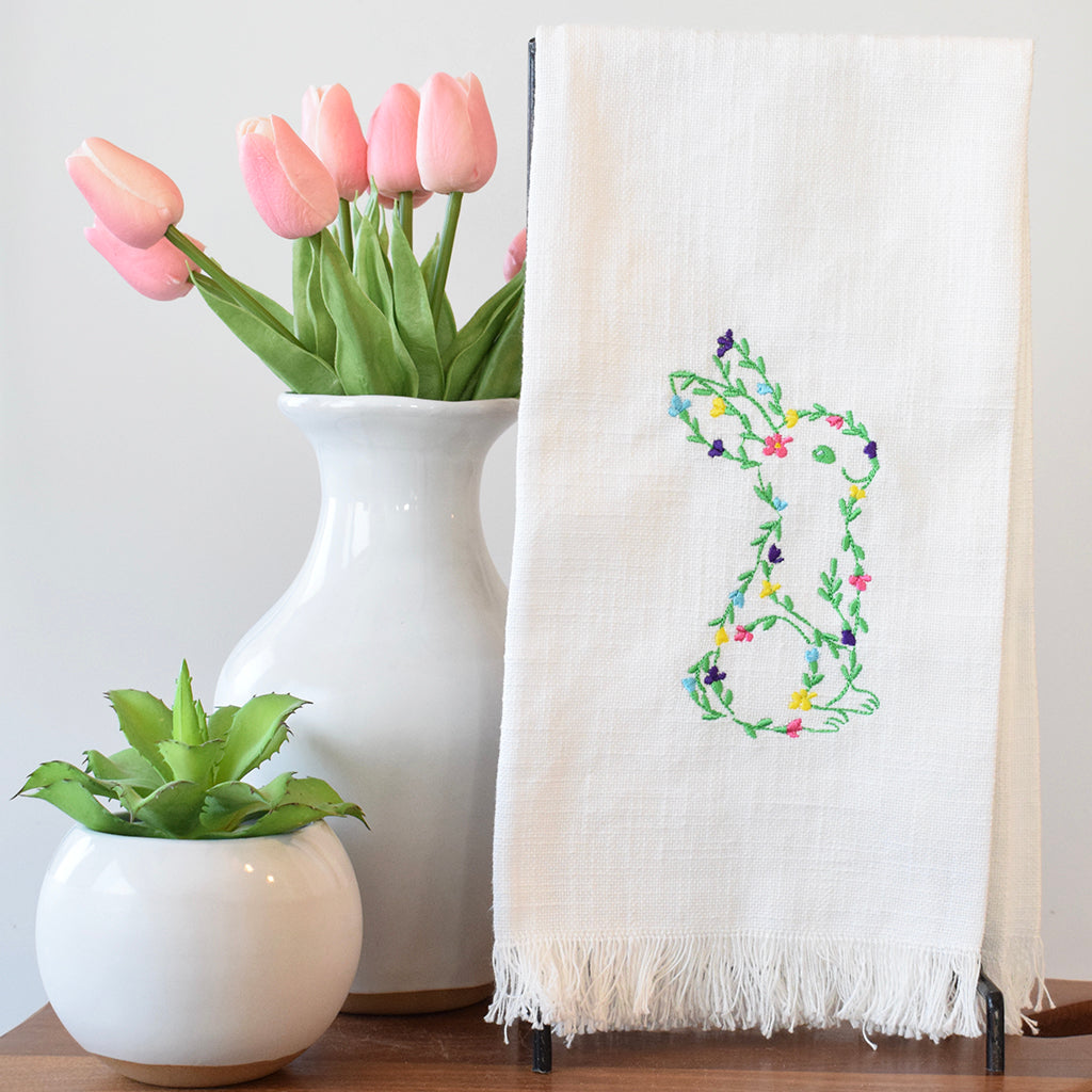 Bunny Floral Kitchen Towel Multi - TheMississippiGiftCompany.com