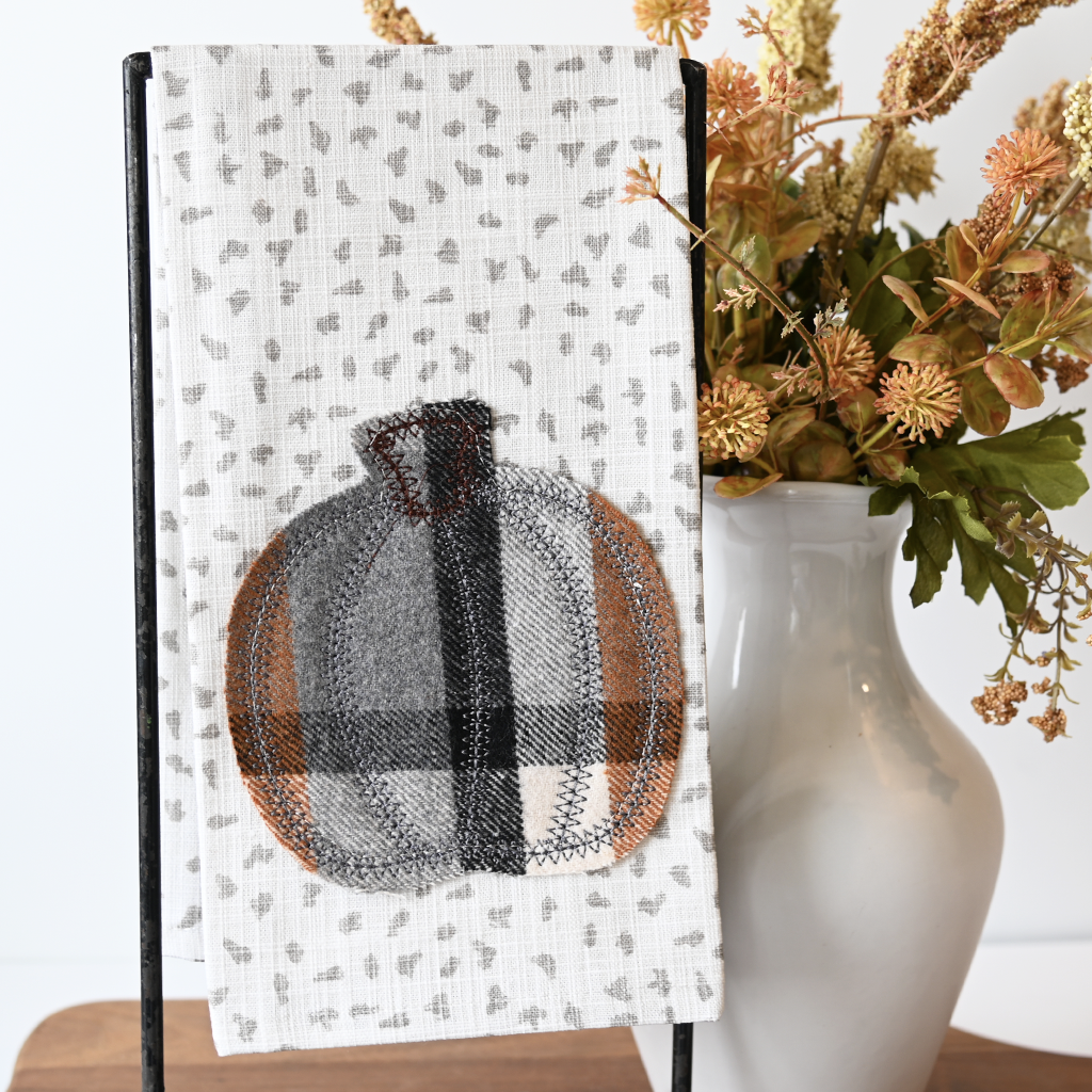 Flannel Pumpkin Hand Towel - TheMississippiGiftCompany.com