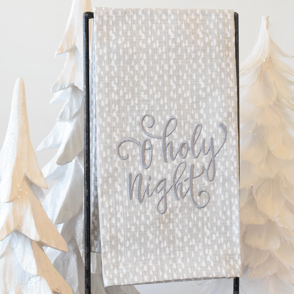 Gray O Holy Night Kitchen Towel - TheMississippiGiftCompany.com