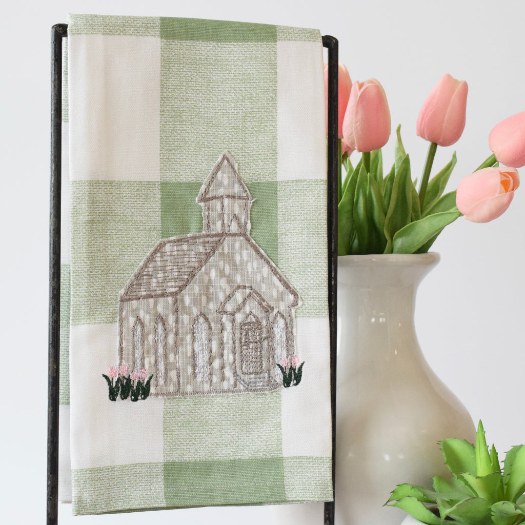 Springtime Chapel Hand Towel - TheMississippiGiftCompany.com