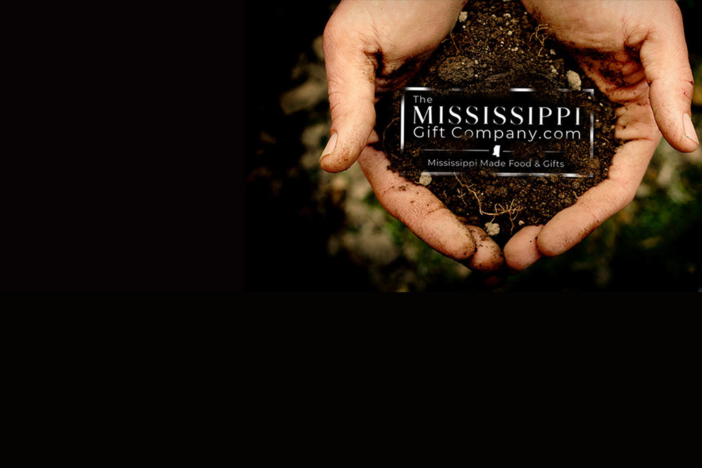 Welcome to The Mississippi Gift Company logo displayed in hands