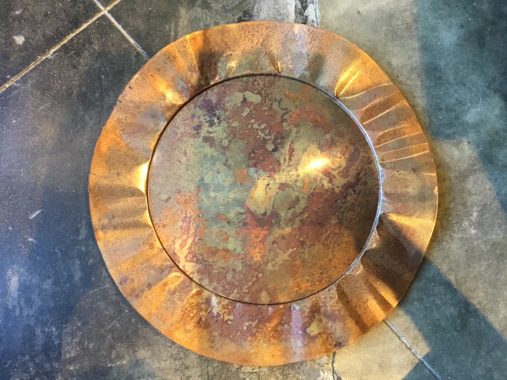 Copper Large Round Fluted Platter - TheMississippiGiftCompany.com