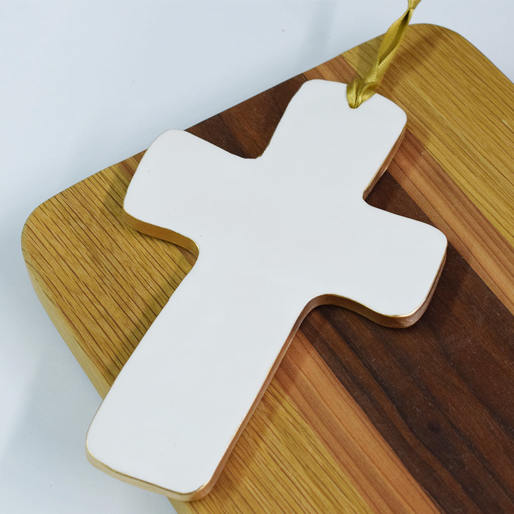 Wall Cross Gold and White - TheMississippiGiftCompany.com