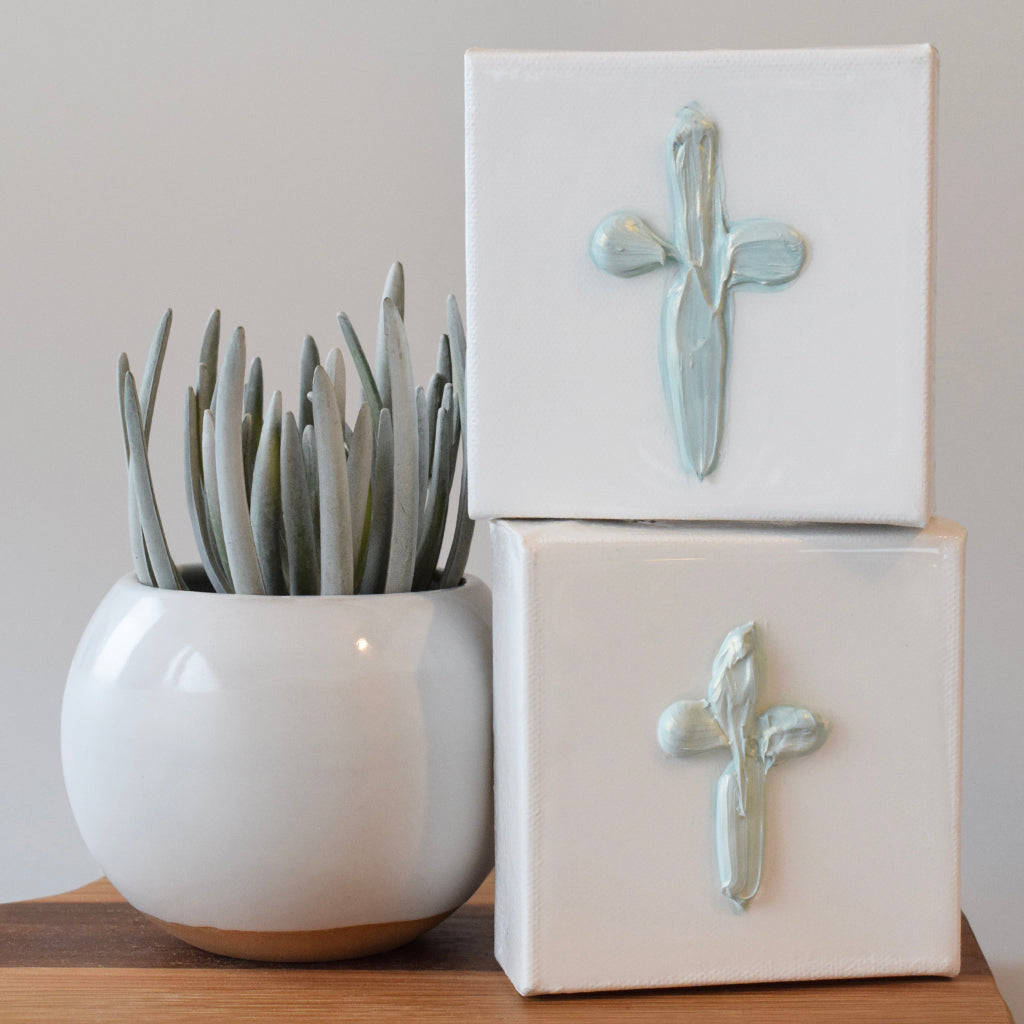 BJ Weeks Cross Canvas-Blue - TheMississippiGiftCompany.com