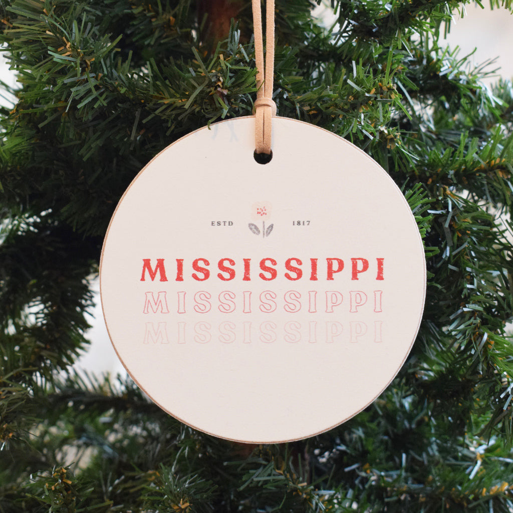 Mississippi Gradient Round Ornament - TheMississippiGiftCompany.com