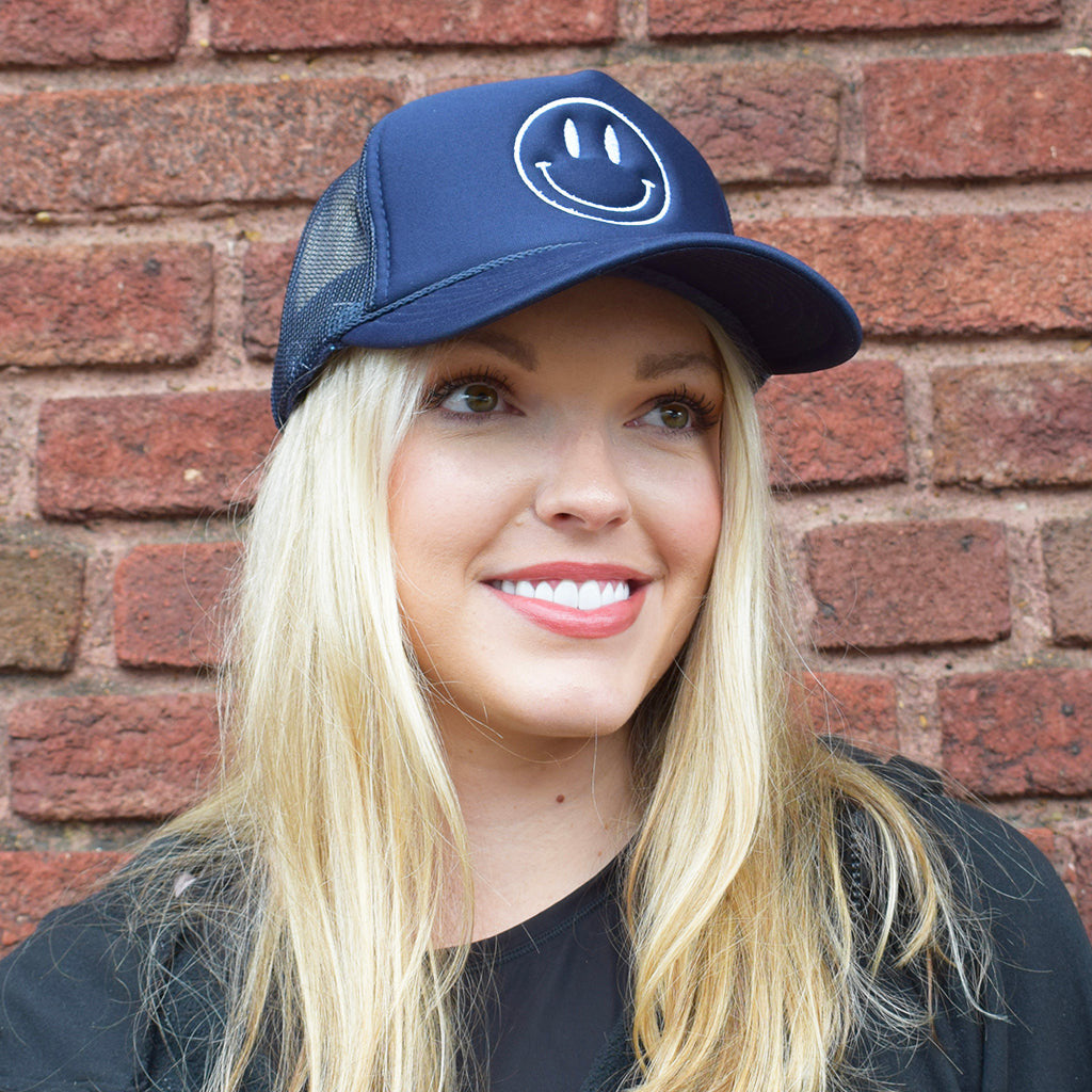 Navy Foam Smiley Hat - TheMississippiGiftCompany.com