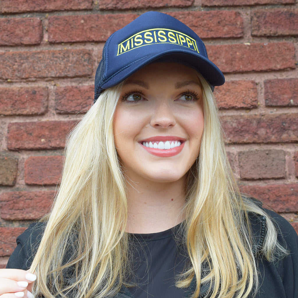 Navy Foam Mississippi Hat - TheMississippiGiftCompany.com