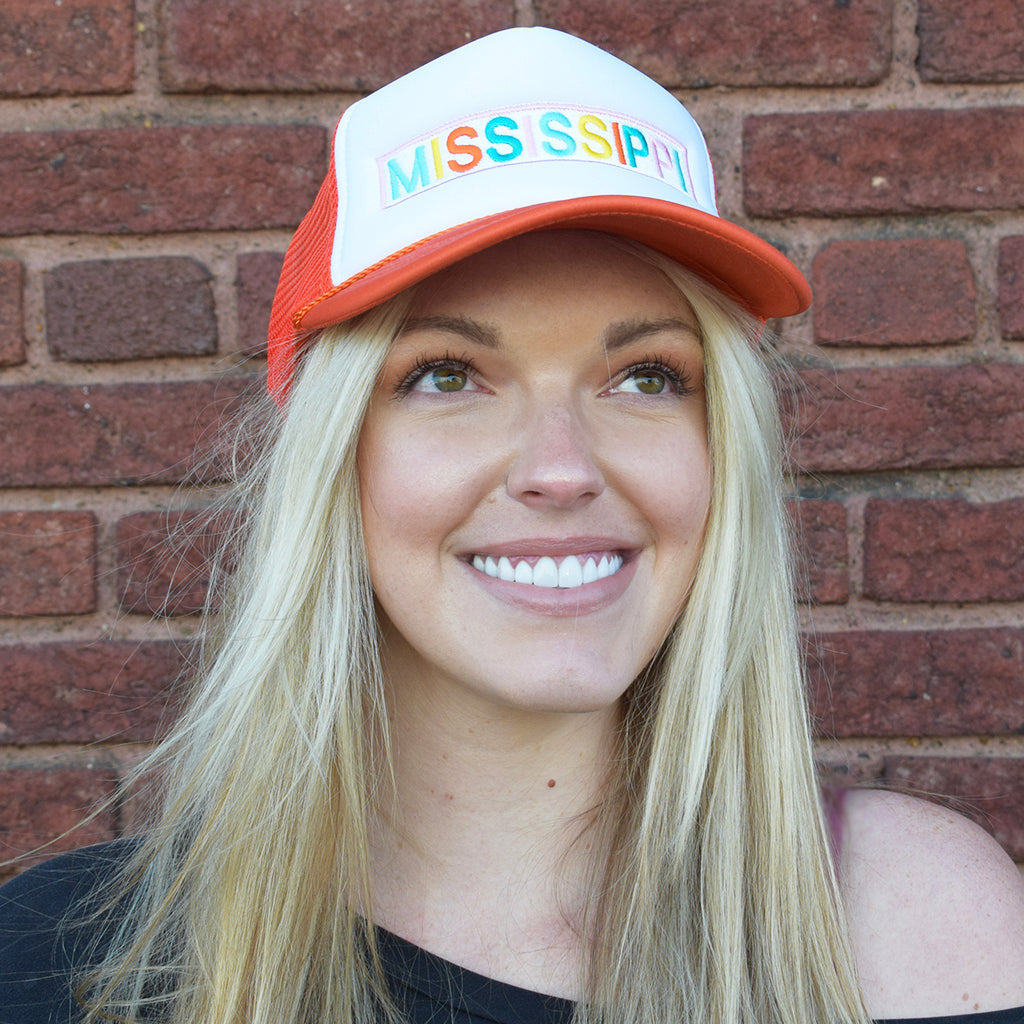 Orange Hat with Rainbow Mississippi - TheMississippiGiftCompany.com