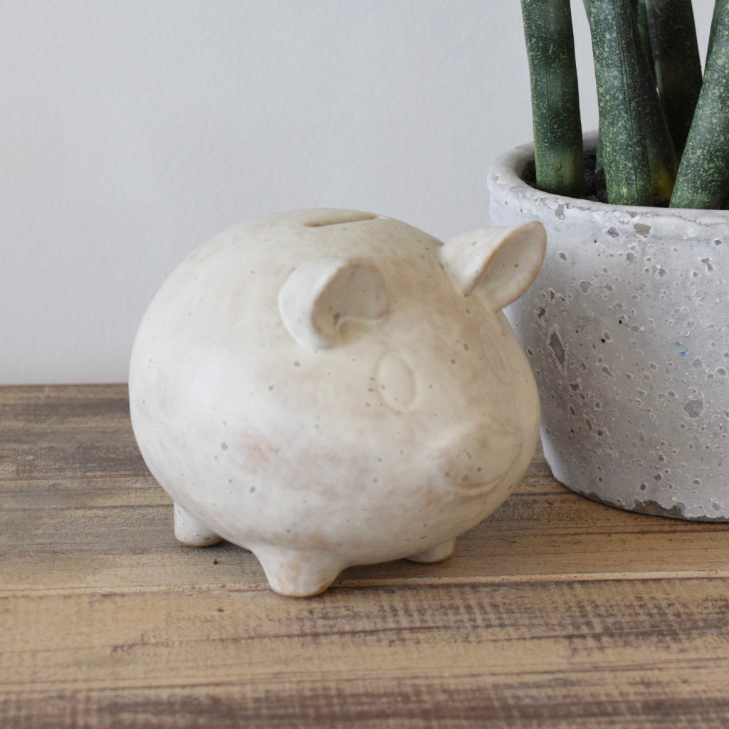 White Speckled Piggy Bank - TheMississippiGiftCompany.com