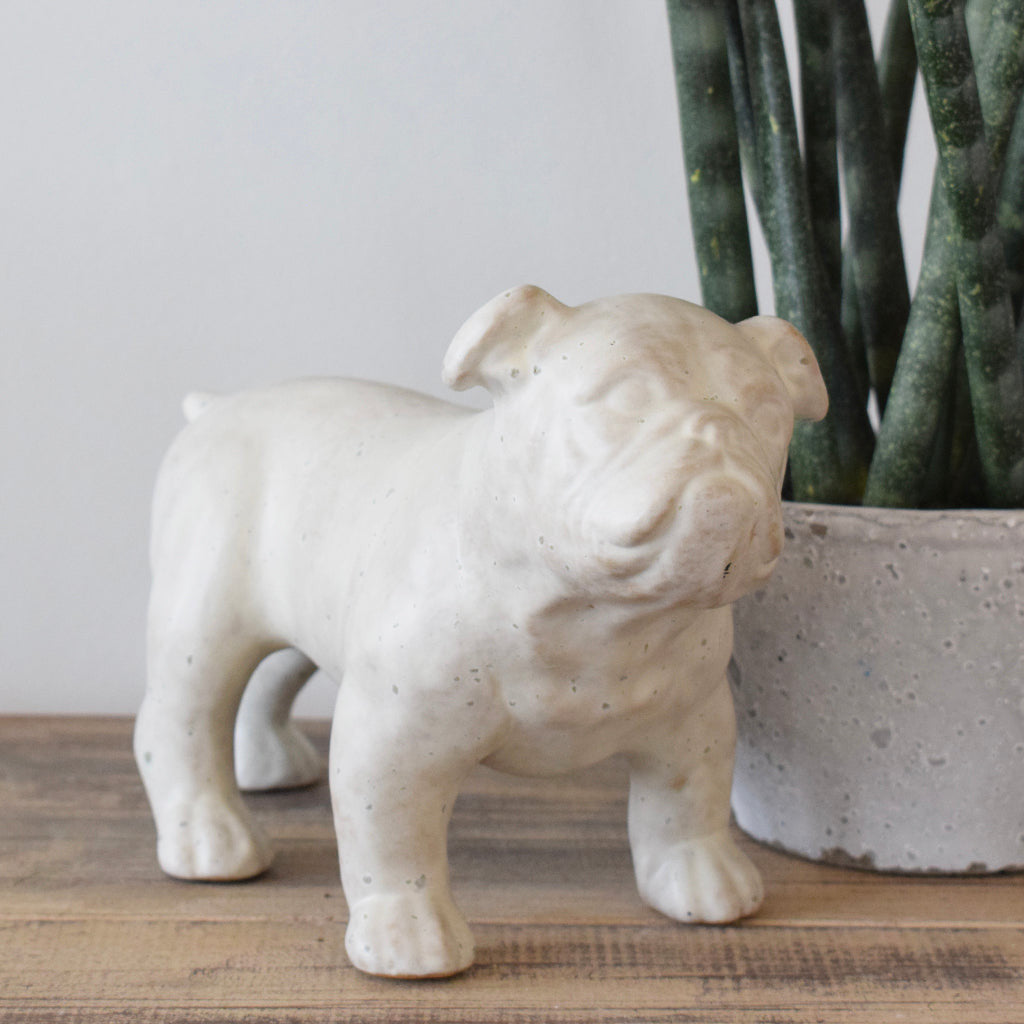 White Speckled Standing Bulldog - TheMississippiGiftCompany.com