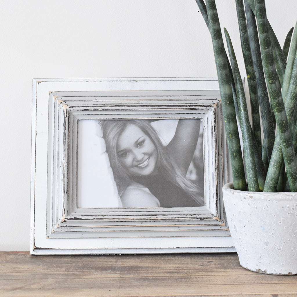 5x7 Little Lo Frame - White/Gray - TheMississippiGiftCompany.com