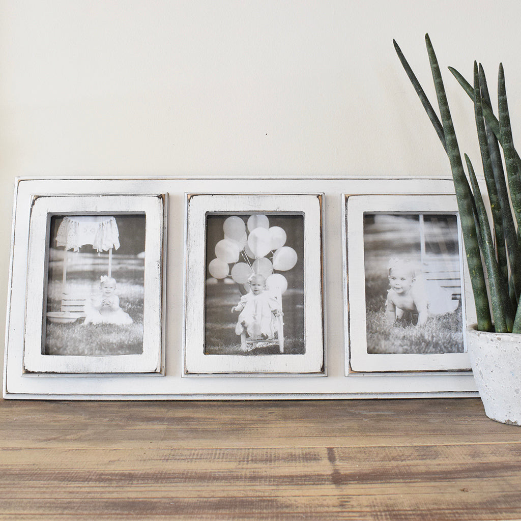 5x7 Triple Tyson Frame - White - TheMississippiGiftCompany.com