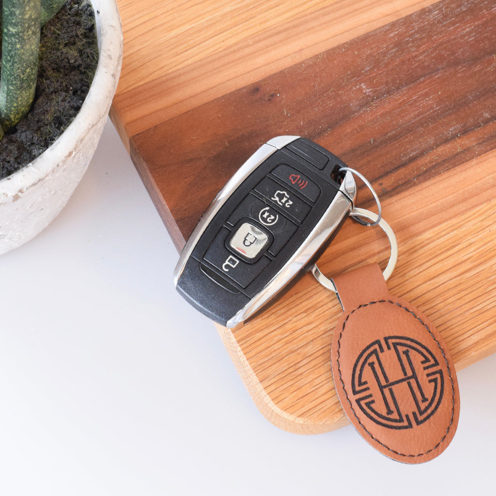 Leather Initial Keychain - TheMississippiGiftCompany.com