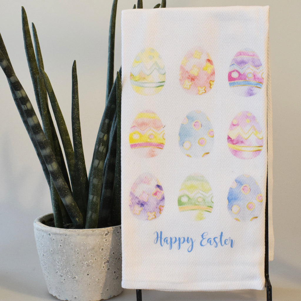 Happy Easter Pastel Eggs Hand Towel - TheMississippiGiftCompany.com