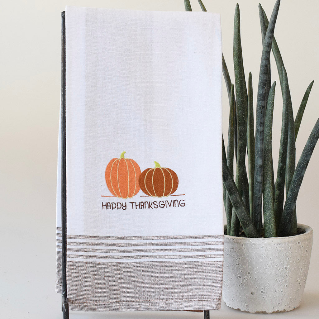 Pumpkins Happy Thanksgiving Kitchen Towel - TheMississippiGiftCompany.com
