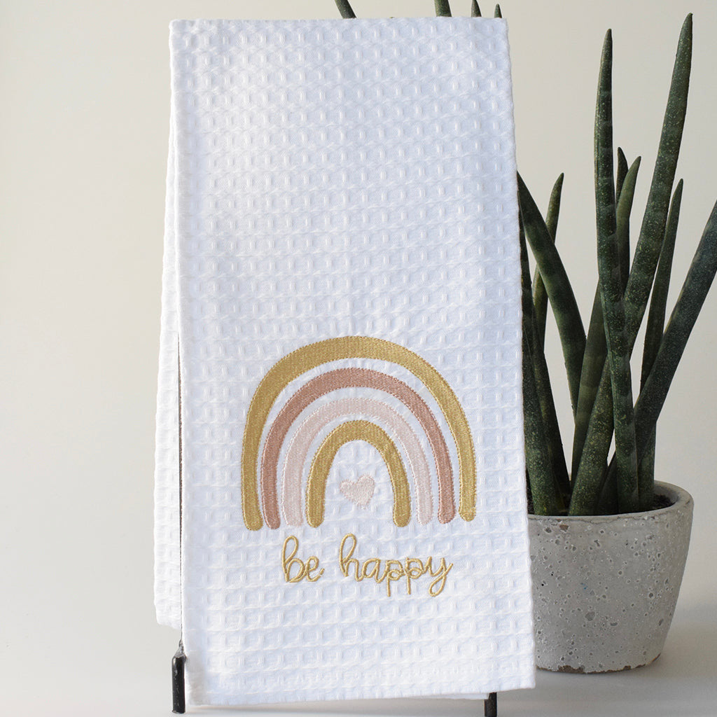 Rainbow Be Happy Kitchen Towel - TheMississippiGiftCompany.com