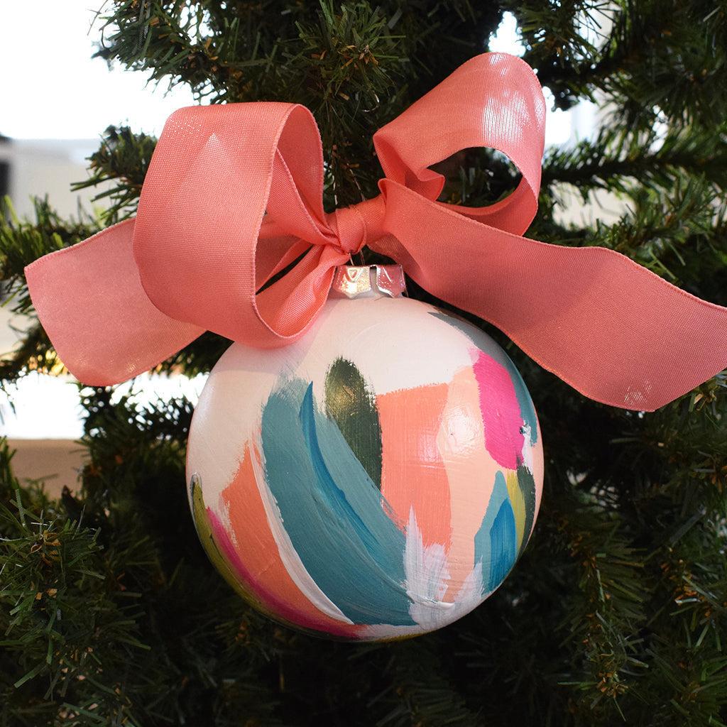 Haley Farris Large Pink Painted Ornament - TheMississippiGiftCompany.com