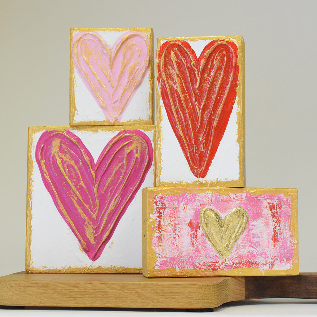 4x4 Red Heart Block - TheMississippiGiftCompany.com