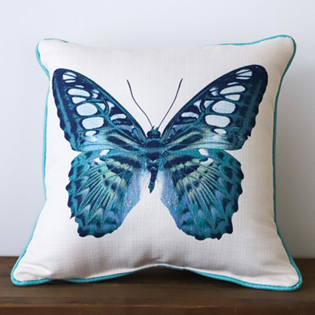 Blue Butterfly Square Pillow - TheMississippiGiftCompany.com