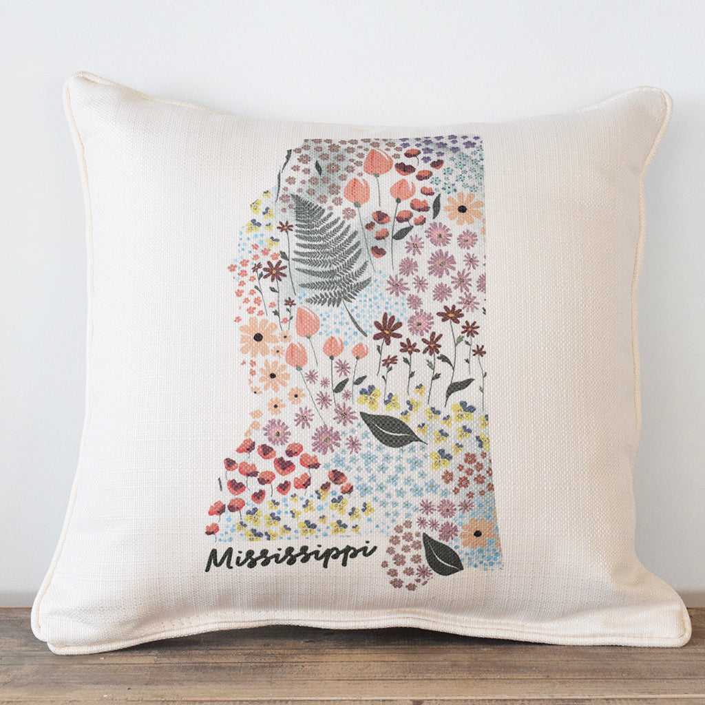 Charming  Floral Mississippi Square Pillow - TheMississippiGiftCompany.com