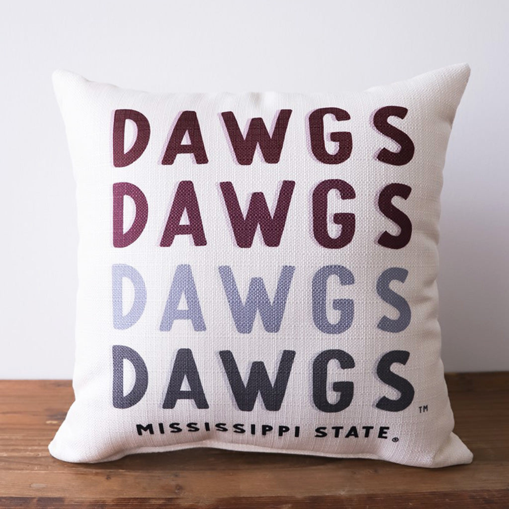 Dawgs Gradient Square Pillow - TheMississippiGiftCompany.com