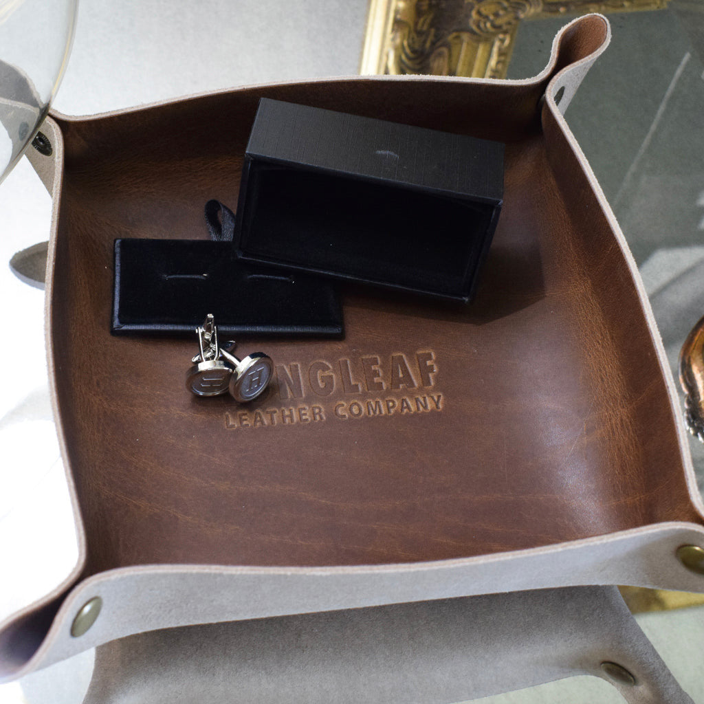 Leather Valet Tray - TheMississippiGiftCompany.com