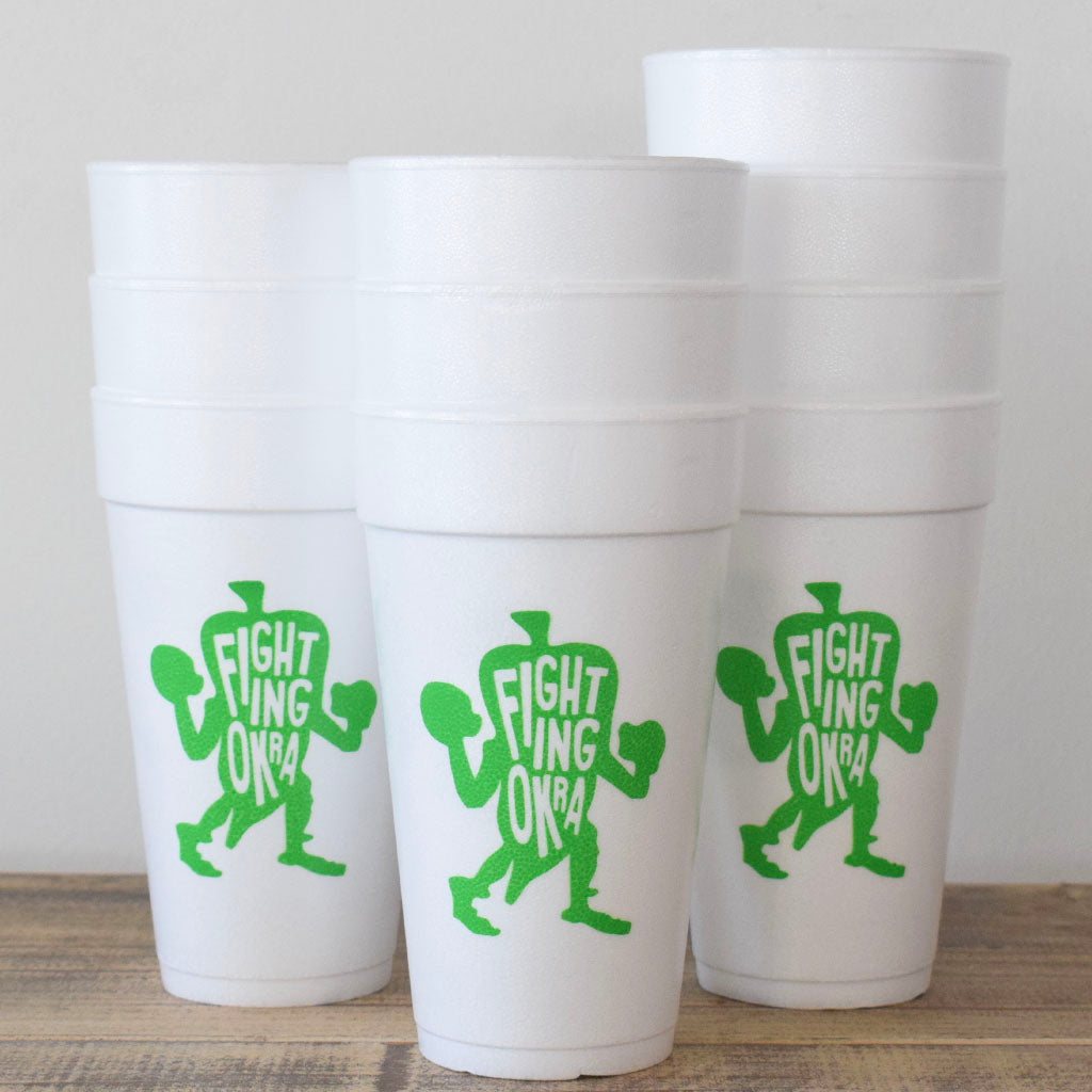 Fighting Okra Foam Cups - TheMississippiGiftCompany.com