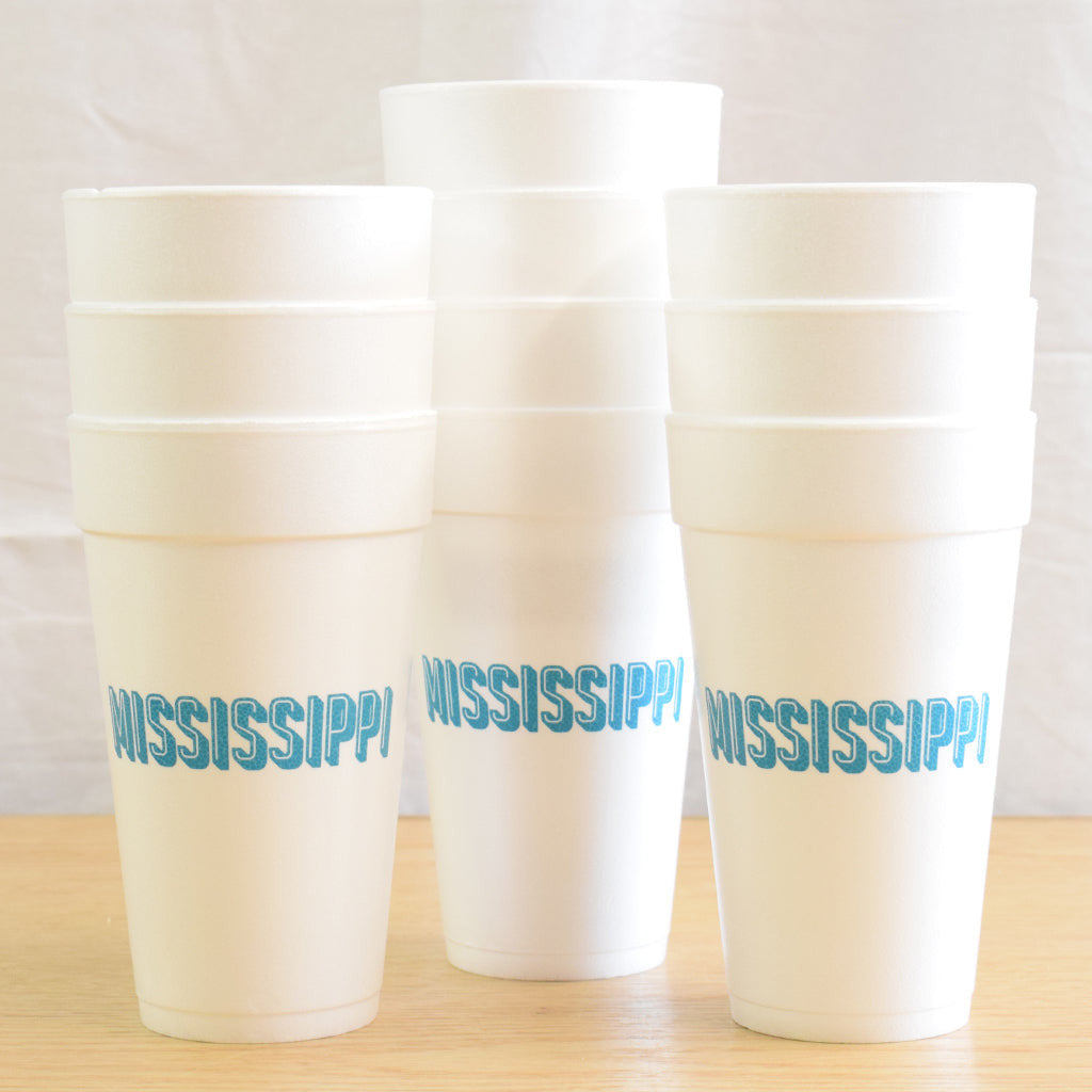 Mississippi Turquoise and Black Foam Cups - TheMississippiGiftCompany.com