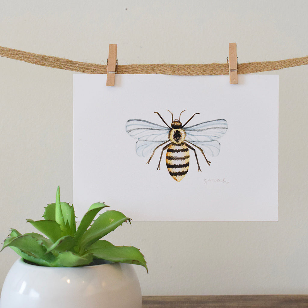 Sarah McCullen Original Watercolor Print- Bee - TheMississippiGiftCompany.com