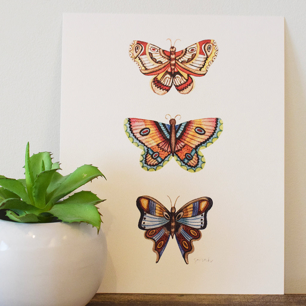 Sarah McCullen Original Watercolor Print- Butterflies - TheMississippiGiftCompany.com