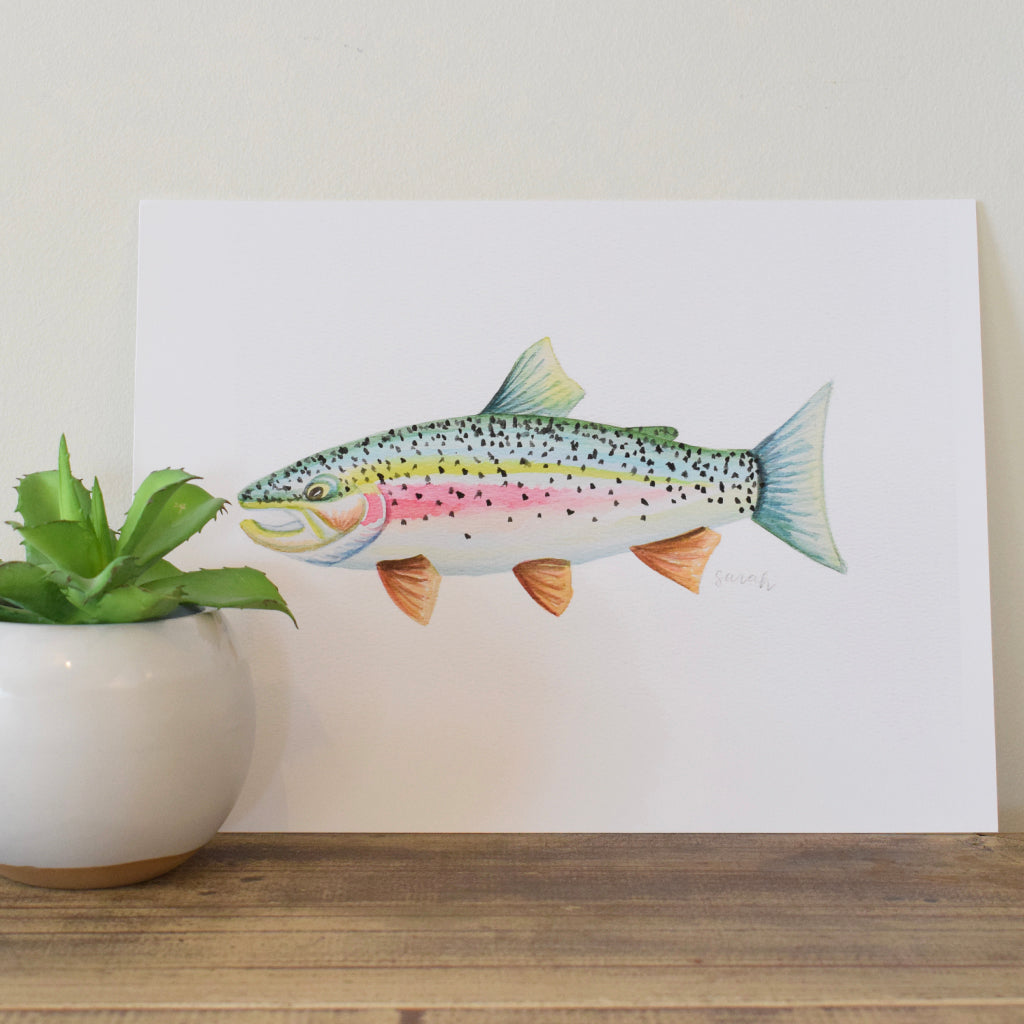 Sarah McCullen Original Watercolor Print-Rainbow Trout - TheMississippiGiftCompany.com
